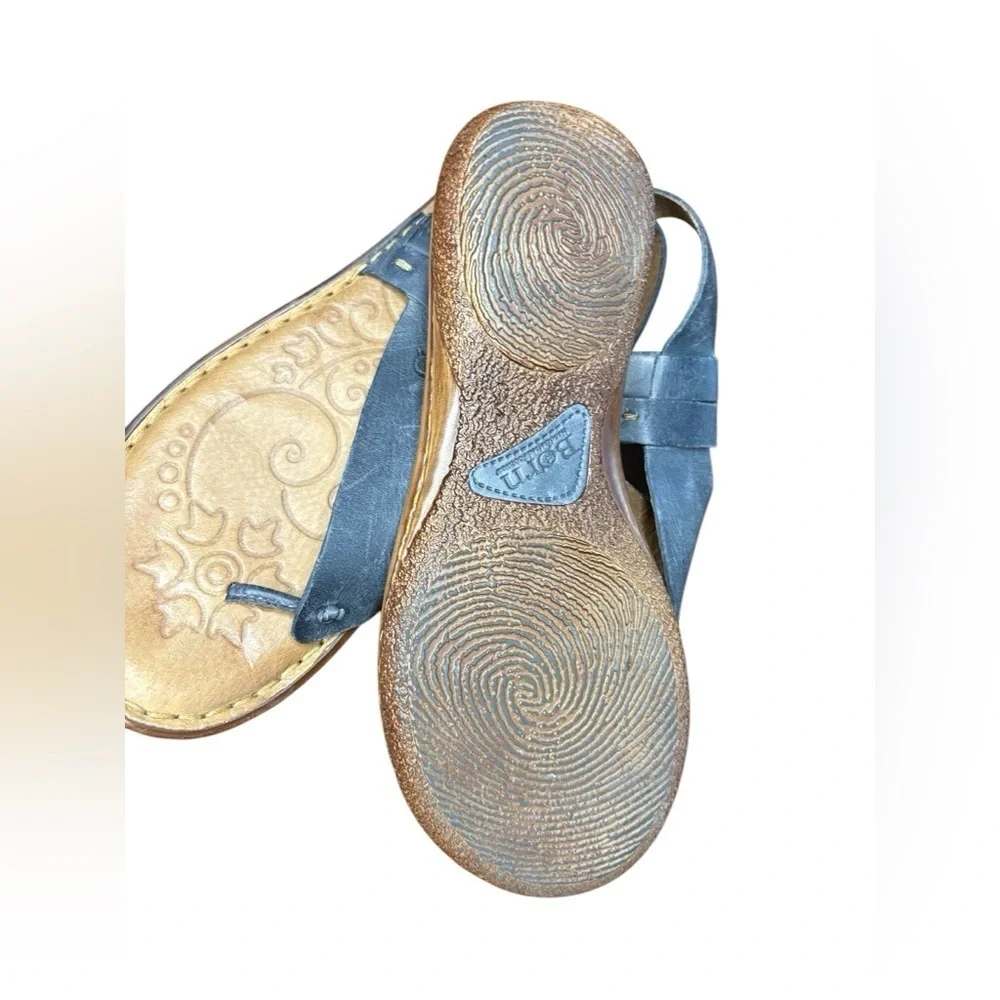 Born Women's Size 10 Blue Brown Leather Strappy Slingback Comfort Sandals used - Picture 8 of 9